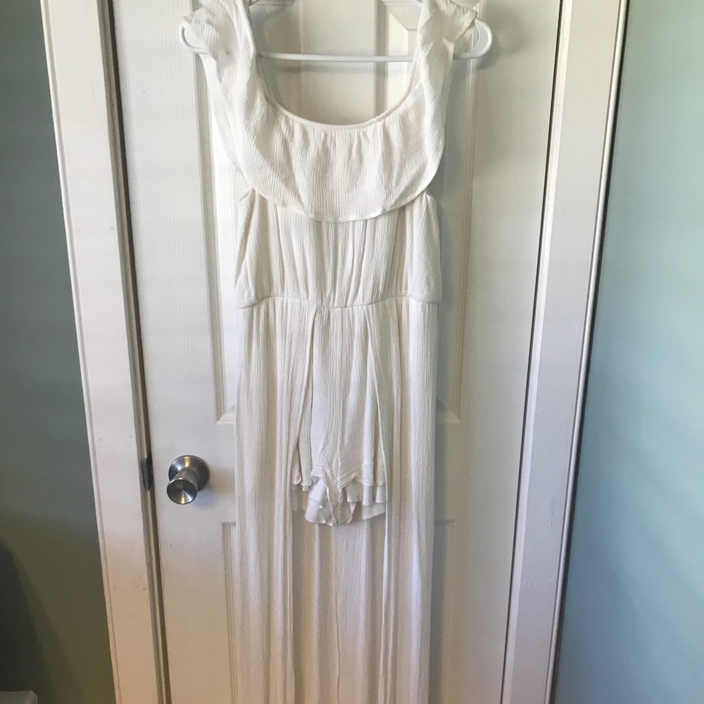 Off the shoulder high-low romper